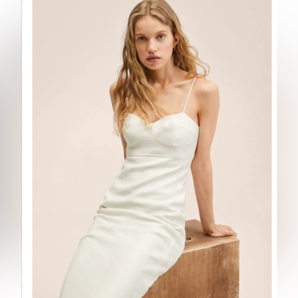 Mango Textured Flowy Dress NWT
